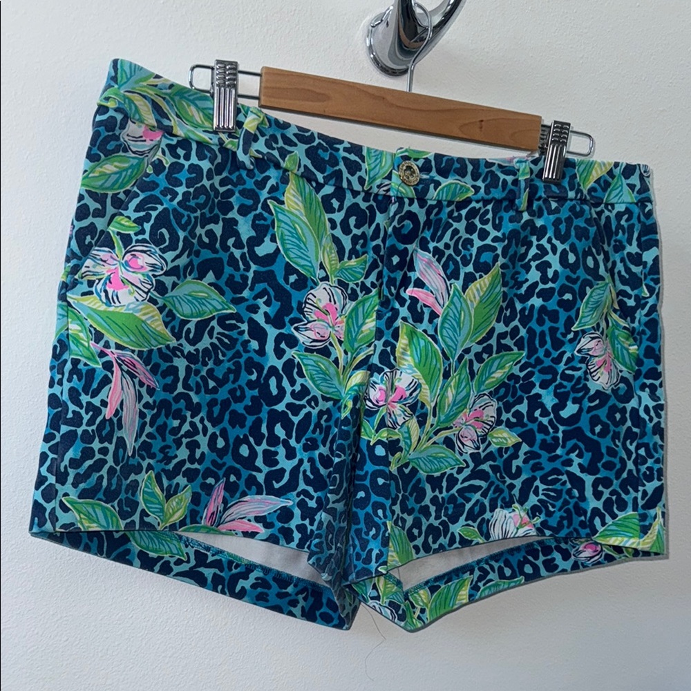 Lilly Pulitzer Floral Blue Leopard Print Women's Shorts